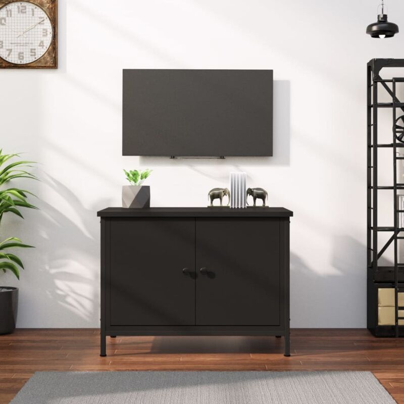 foto del prodotto vidaxl mobile porta tv con ante nero 60x35x45 cm in legno multistrato