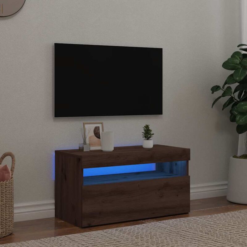 foto del prodotto vidaxl mobile porta tv con led artigianale 75x35x40 cm multistrato