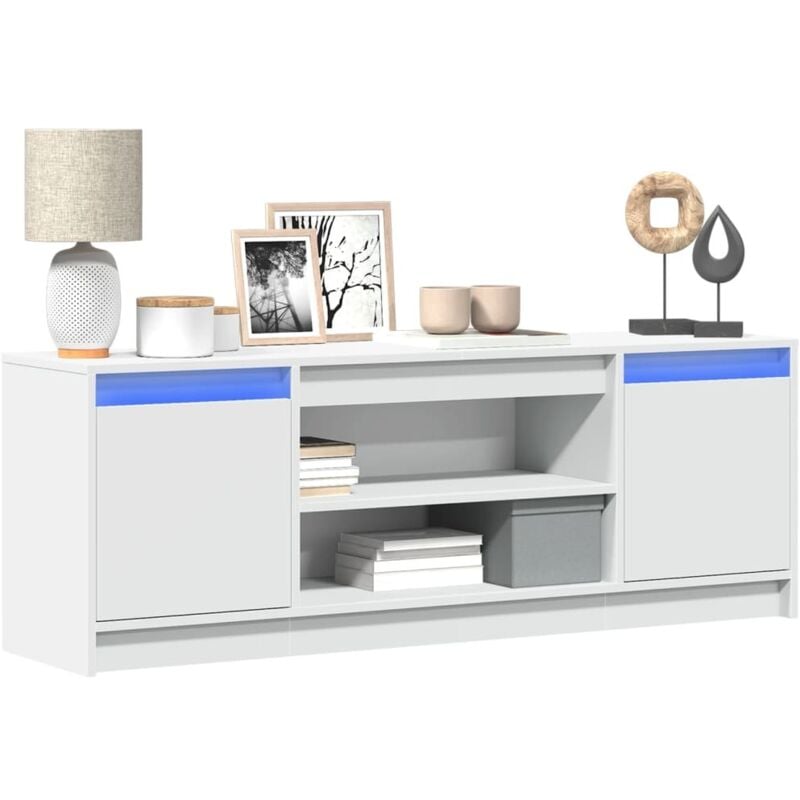 foto del prodotto vidaxl mobile porta tv con led bianco 139,5x34x50 cm in truciolato