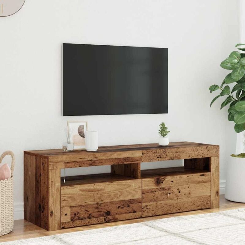 foto del prodotto vidaxl mobile porta tv con led legno antico 120x35x40 cm multistrato