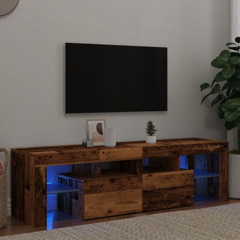 foto del prodotto vidaxl mobile porta tv con led legno antico 140x36,5x40 cm multistrato