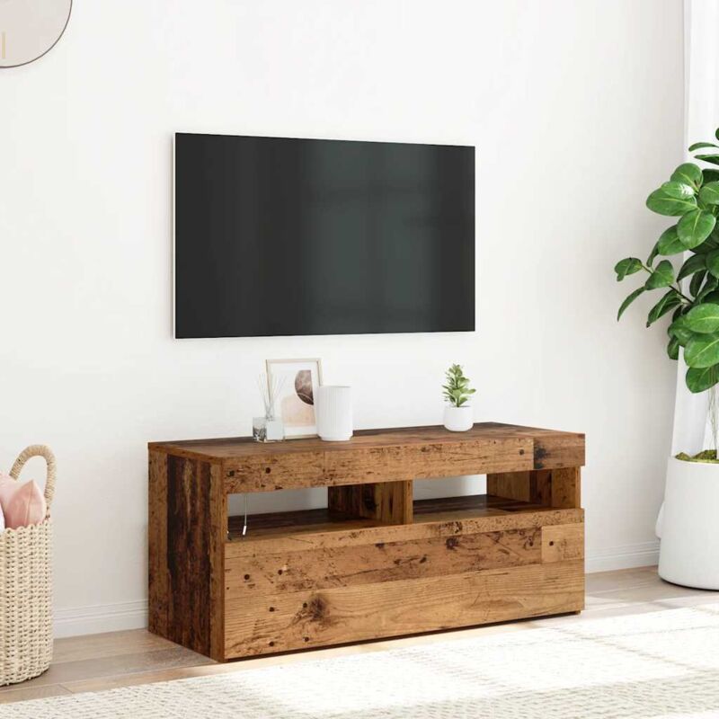 foto del prodotto vidaxl mobile porta tv con led legno antico 90x35x40 cm multistrato