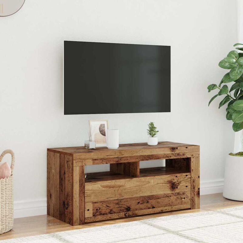 foto del prodotto vidaxl mobile porta tv con led legno antico 90x35x40 cm multistrato