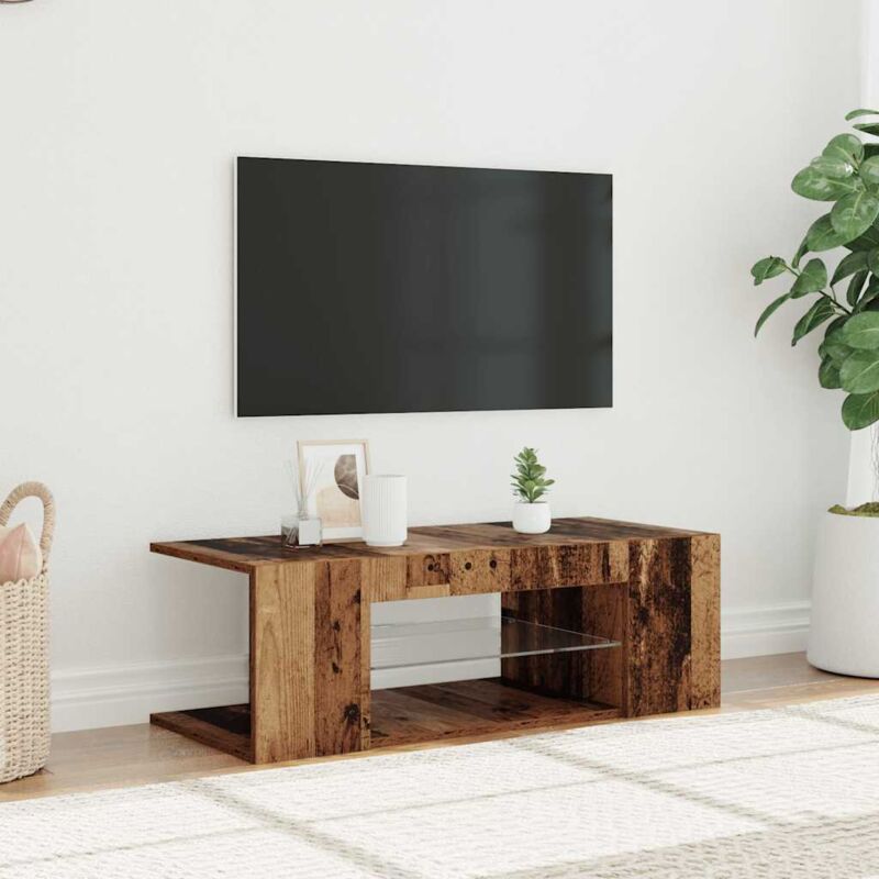 foto del prodotto vidaxl mobile porta tv con led legno antico 90x39x30 cm multistrato