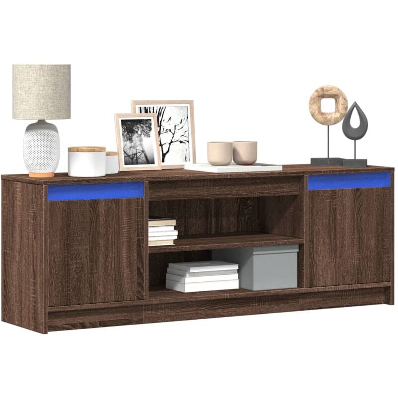 foto del prodotto vidaxl mobile porta tv con led rovere marrone 139,5x34x50cm truciolato