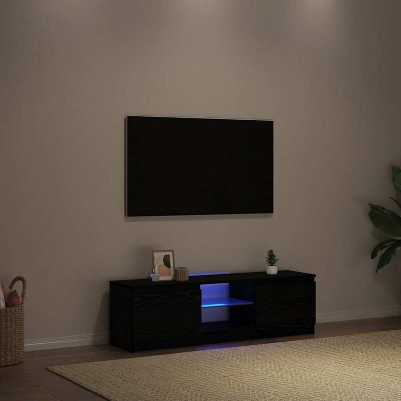 foto del prodotto vidaxl mobile porta tv con led rovere nero 120x30x36 cm multistrato