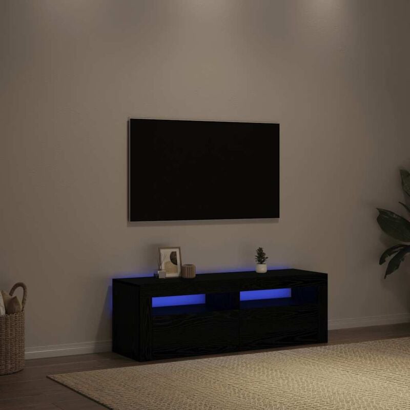 foto del prodotto vidaxl mobile porta tv con led rovere nero 120x35x40 cm multistrato
