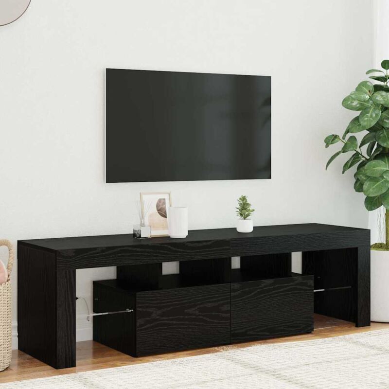 foto del prodotto vidaxl mobile porta tv con led rovere nero 140x36,5x40 cm truciolato