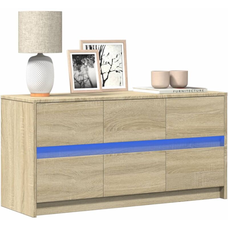foto del prodotto vidaxl mobile porta tv con led rovere sonoma 100x34x50cm in truciolato