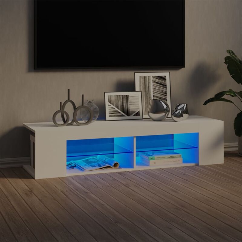 foto del prodotto vidaxl - mobile porta tv con luci led bianco 135x39x30 cm