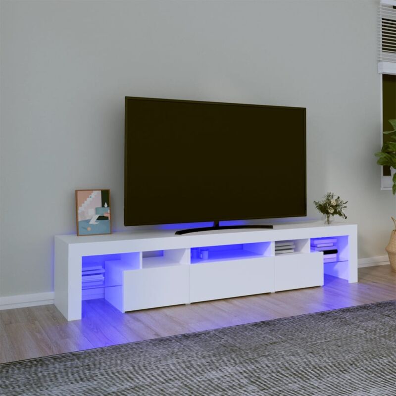 foto del prodotto vidaxl mobile porta tv con luci led bianco 200x36,5x40 cm