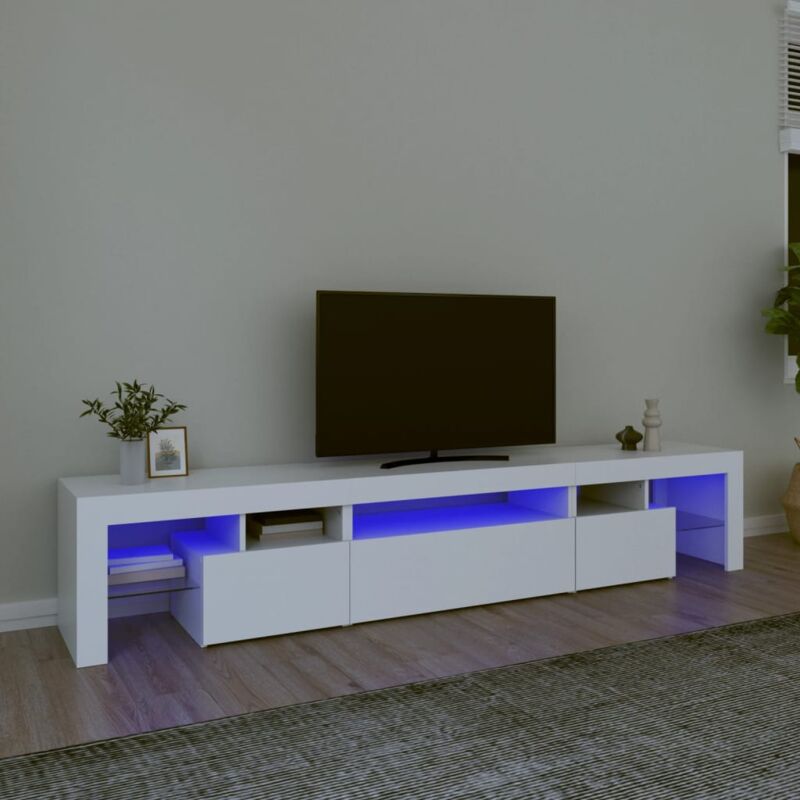 foto del prodotto vidaxl mobile porta tv con luci led bianco 215x36,5x40 cm 502017