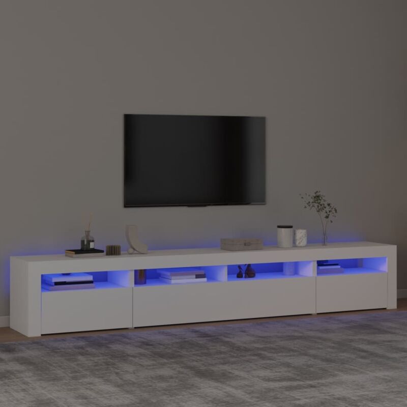 foto del prodotto vidaxl mobile porta tv con luci led bianco 240x35x40 cm