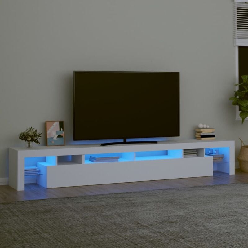 foto del prodotto vidaxl mobile porta tv con luci led bianco 260x36,5x40 cm
