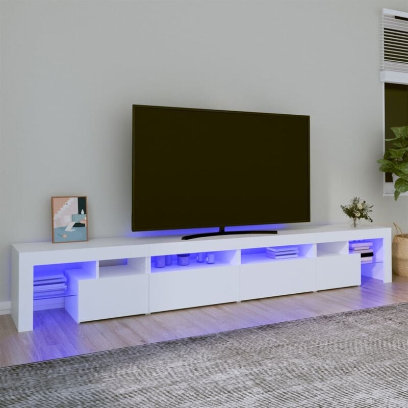 foto del prodotto vidaxl mobile porta tv con luci led bianco 260x36,5x40 cm