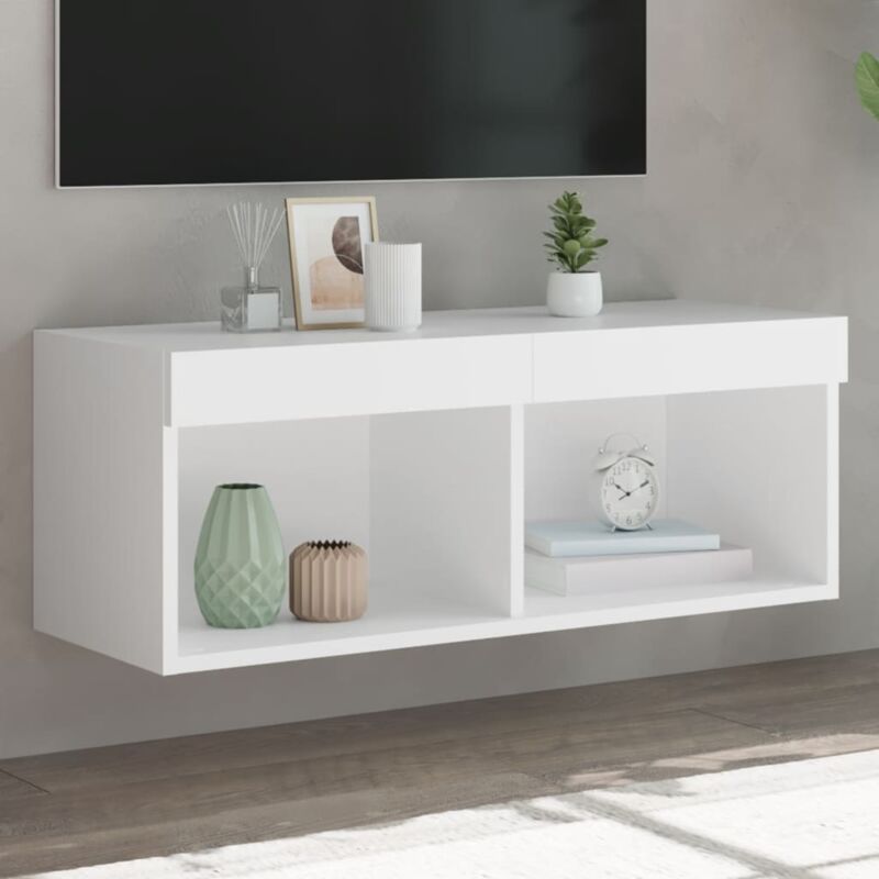foto del prodotto vidaxl mobile porta tv con luci led bianco 80x30x30 cm