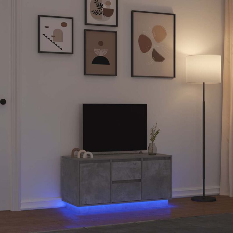 foto del prodotto vidaxl mobile porta tv con luci led grigio cemento 100x41x50 cm