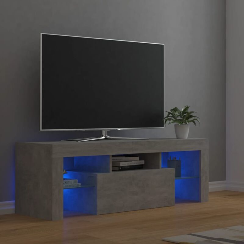 foto del prodotto vidaxl mobile porta tv con luci led grigio cemento 120x35x40 cm