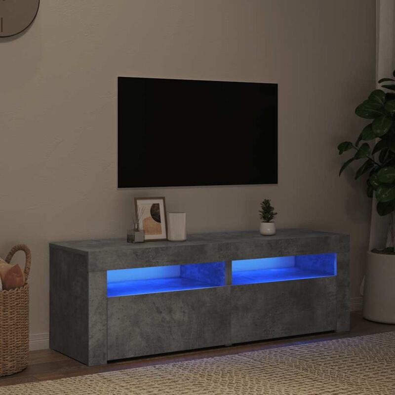 foto del prodotto vidaxl mobile porta tv con luci led grigio cemento 120x35x40 cm