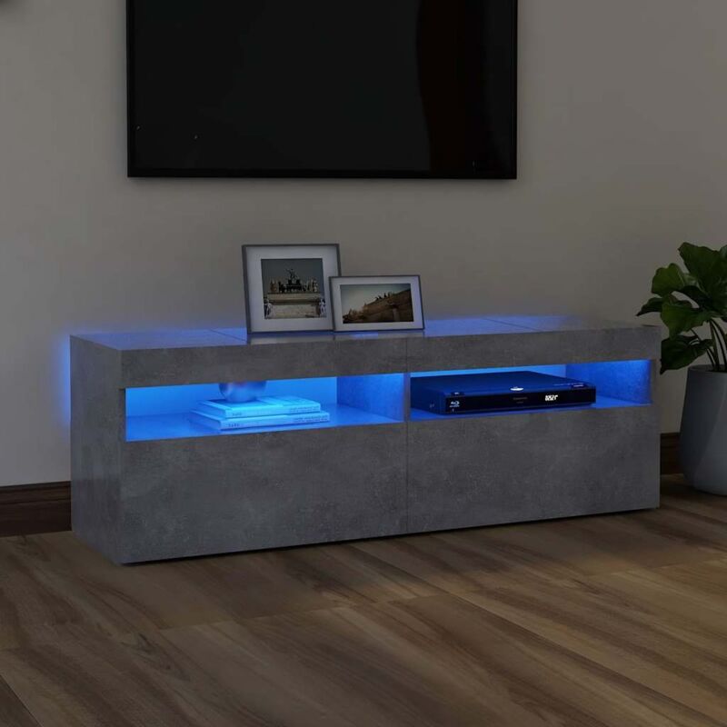 foto del prodotto vidaxl mobile porta tv con luci led grigio cemento 120x35x40 cm