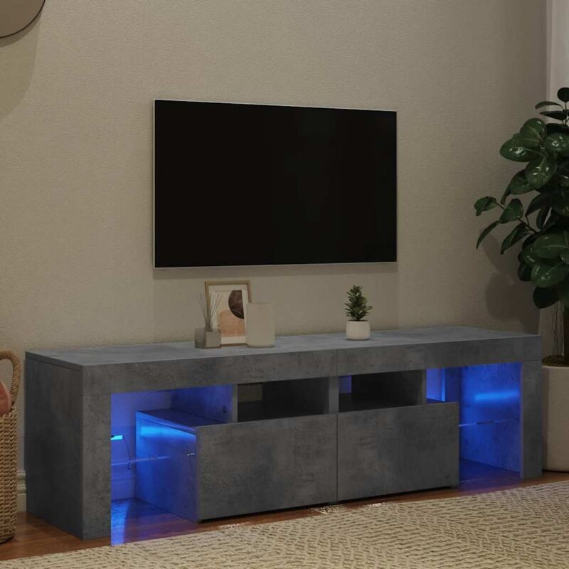 foto del prodotto vidaxl mobile porta tv con luci led grigio cemento 140x36,5x40 cm