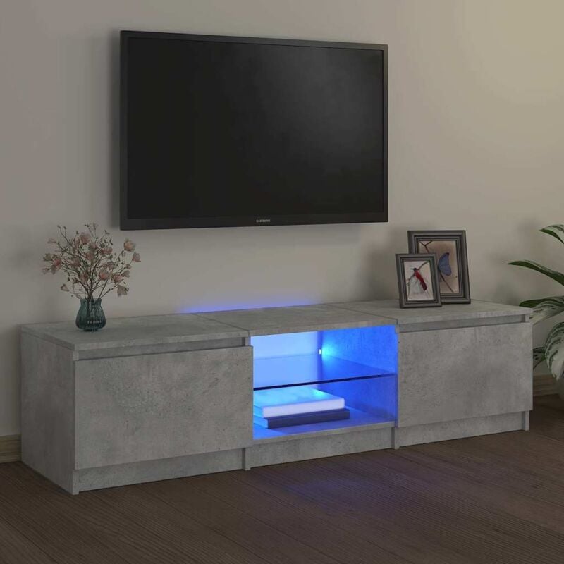 foto del prodotto vidaxl mobile porta tv con luci led grigio cemento 140x40x36 cm