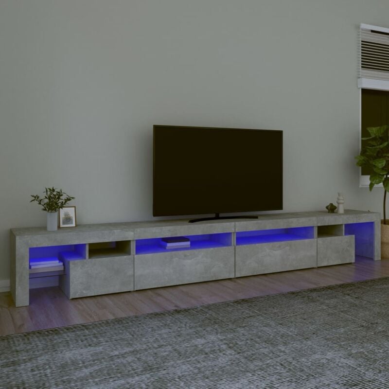 foto del prodotto vidaxl mobile porta tv con luci led grigio cemento 290x36,5x40 cm