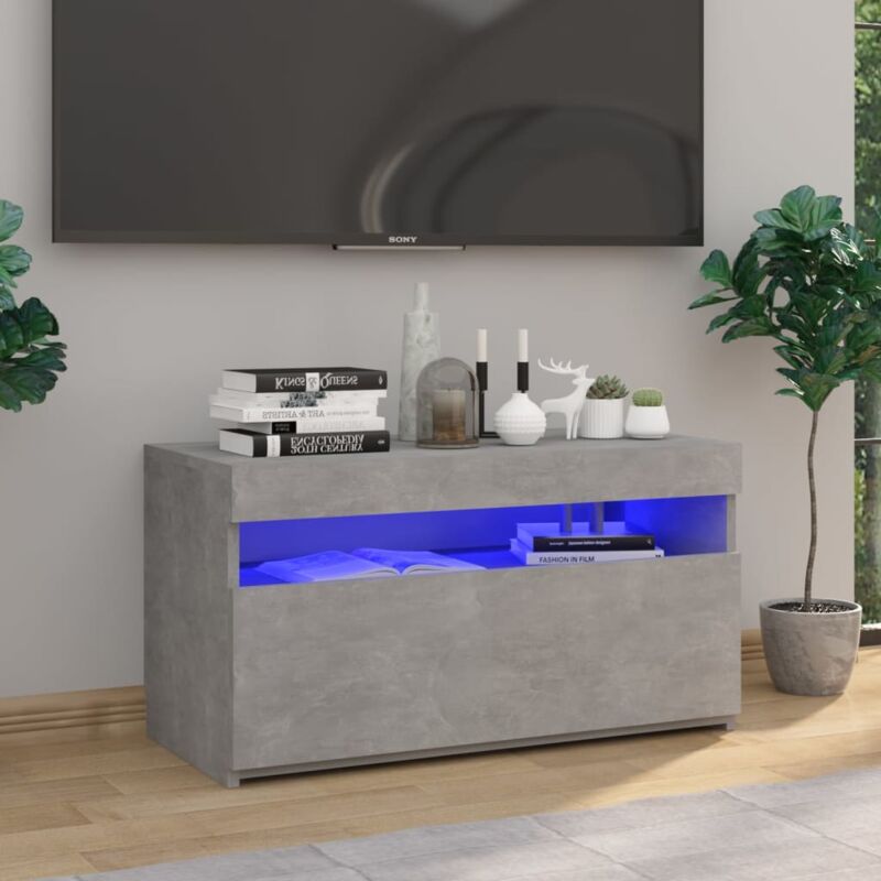 foto del prodotto vidaxl mobile porta tv con luci led grigio cemento 75x35x40 cm