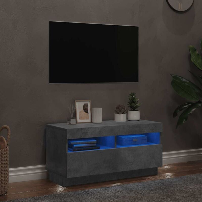 foto del prodotto vidaxl mobile porta tv con luci led grigio cemento 80x35x40 cm