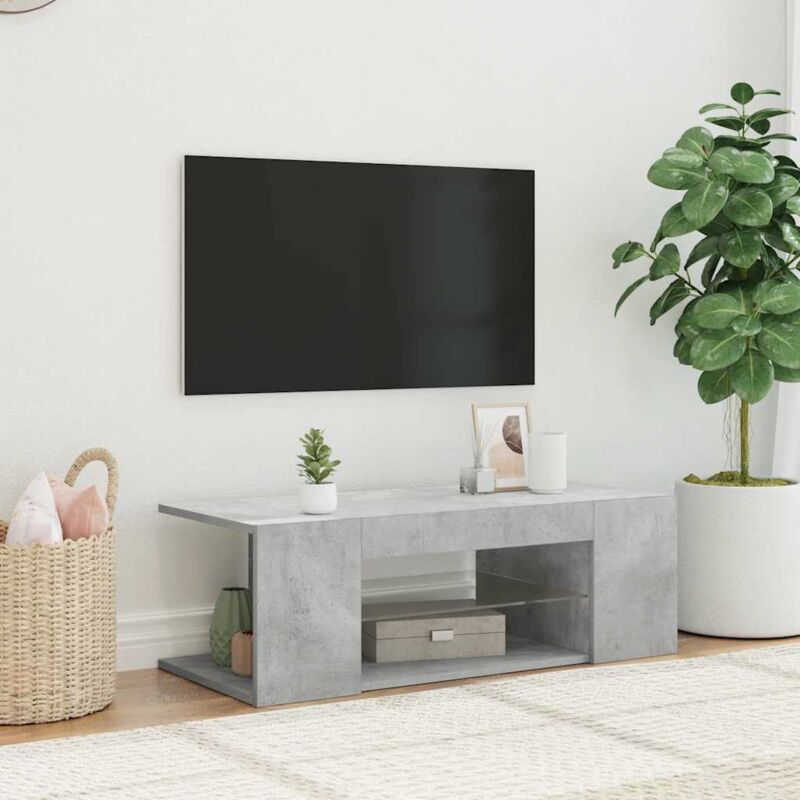 foto del prodotto vidaxl mobile porta tv con luci led grigio cemento 90x39x30 cm
