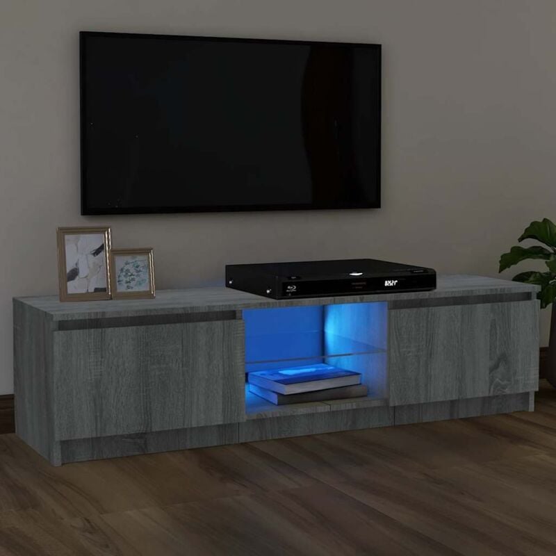 foto del prodotto vidaxl - mobile porta tv con luci led grigio sonoma 120x30x36 cm