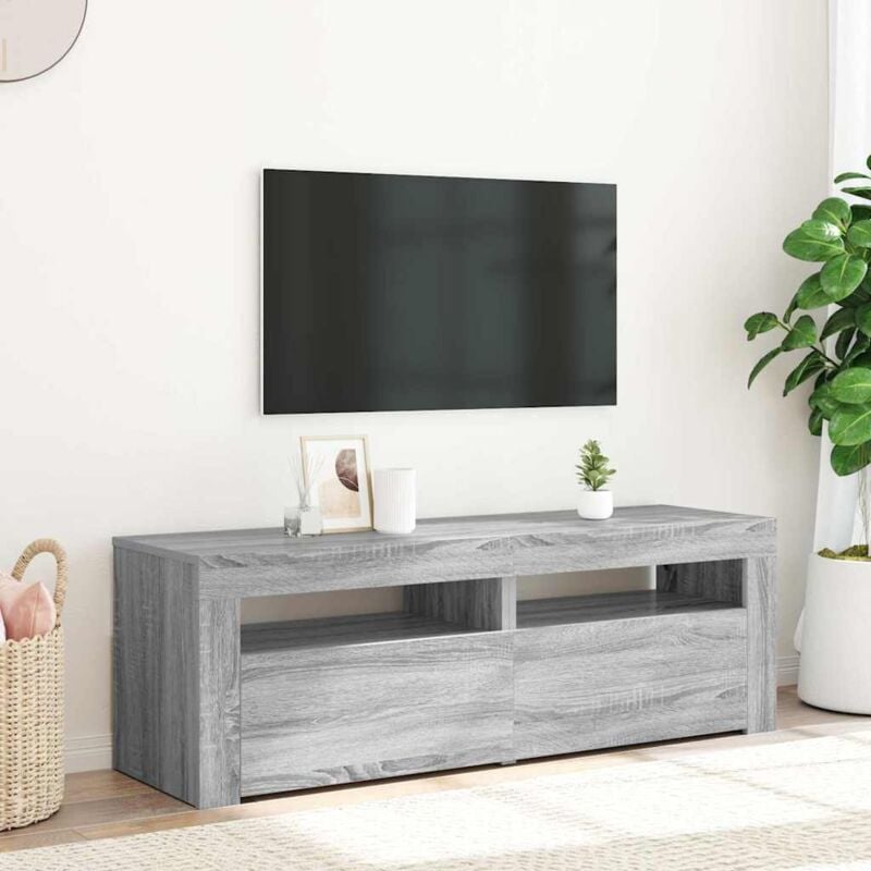 foto del prodotto vidaxl mobile porta tv con luci led grigio sonoma 120x35x40 cmcm
