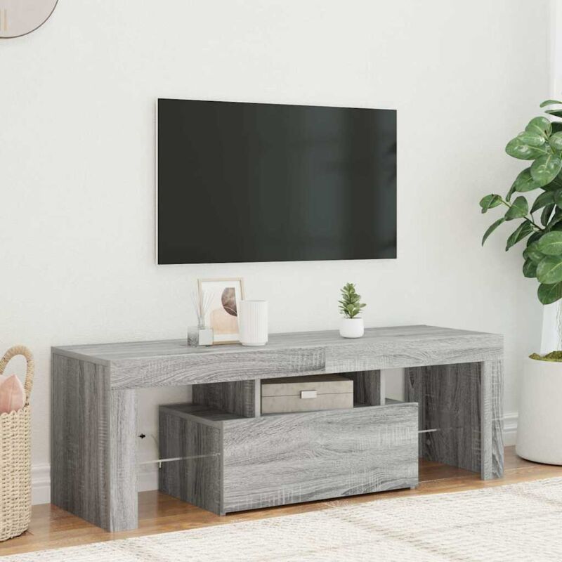 foto del prodotto vidaxl mobile porta tv con luci led grigio sonoma 120x35x40 cmcm