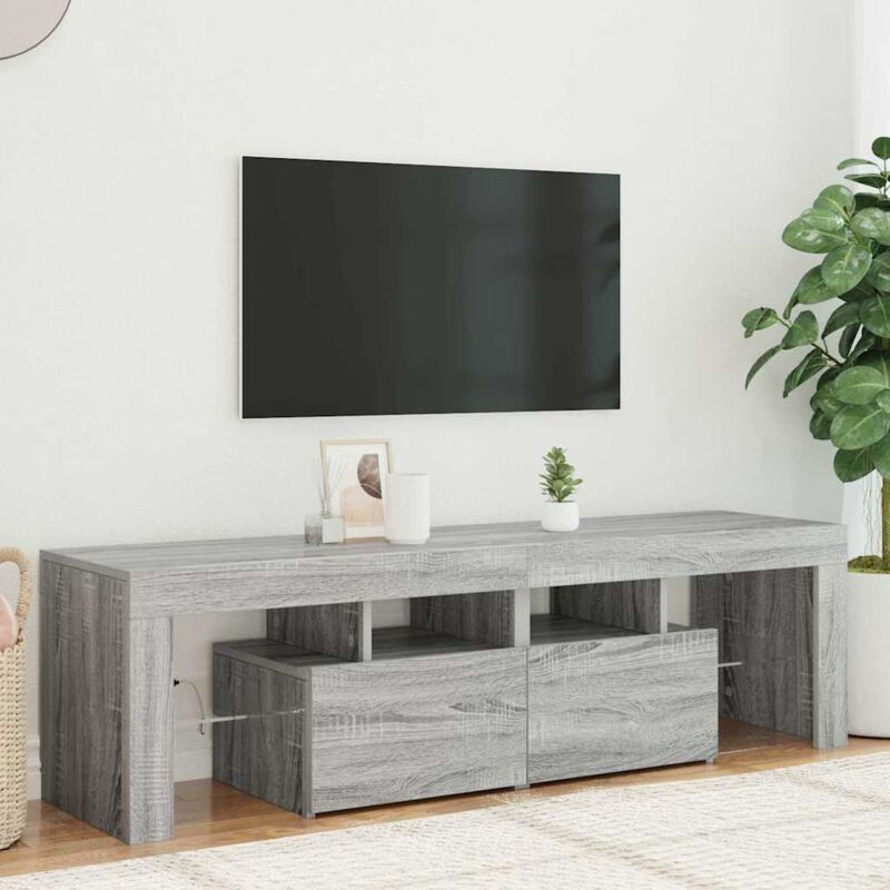 foto del prodotto vidaxl mobile porta tv con luci led grigio sonoma 140x36,5x40 cm