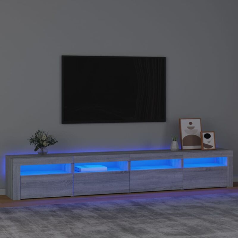 foto del prodotto vidaxl mobile porta tv con luci led grigio sonoma 240x35x40 cm