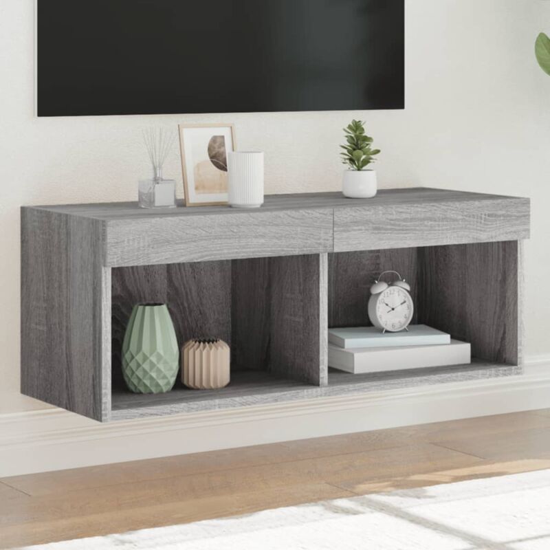 foto del prodotto vidaxl mobile porta tv con luci led grigio sonoma 80x30x30 cm