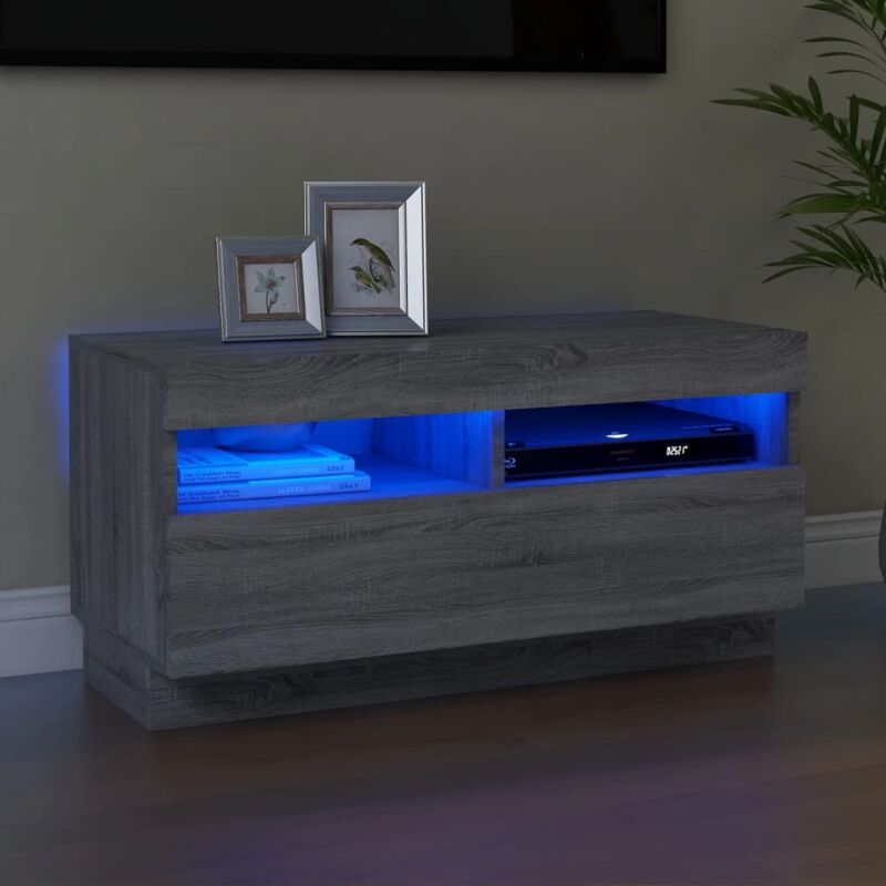 foto del prodotto vidaxl mobile porta tv con luci led grigio sonoma 80x35x40 cm