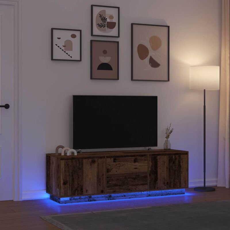 foto del prodotto vidaxl mobile porta tv con luci led legno antico 160,5x41x50 cm
