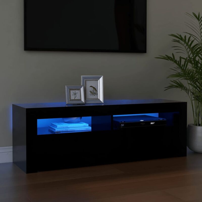 foto del prodotto vidaxl mobile porta tv con luci led nero 120x35x40 cm