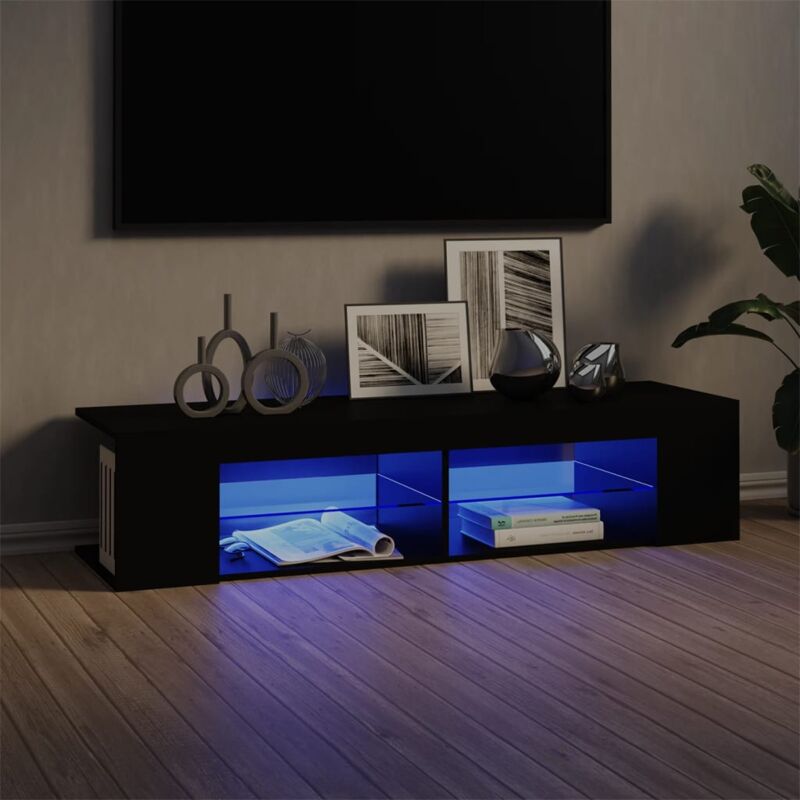 foto del prodotto vidaxl mobile porta tv con luci led nero 135x39x30 cm