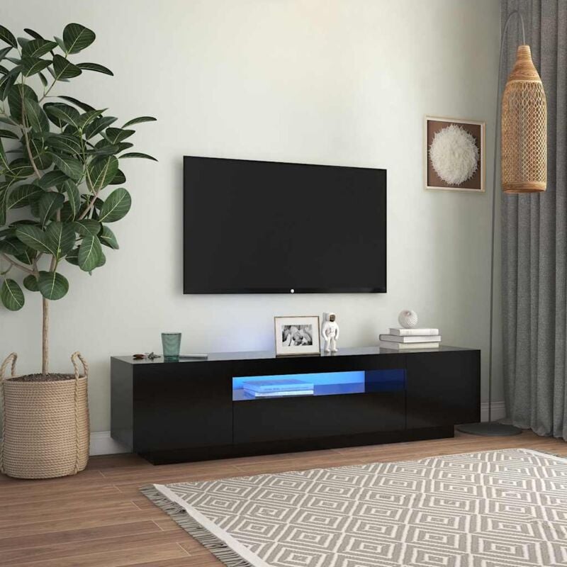 foto del prodotto vidaxl mobile porta tv con luci led nero 160x35x40 cm