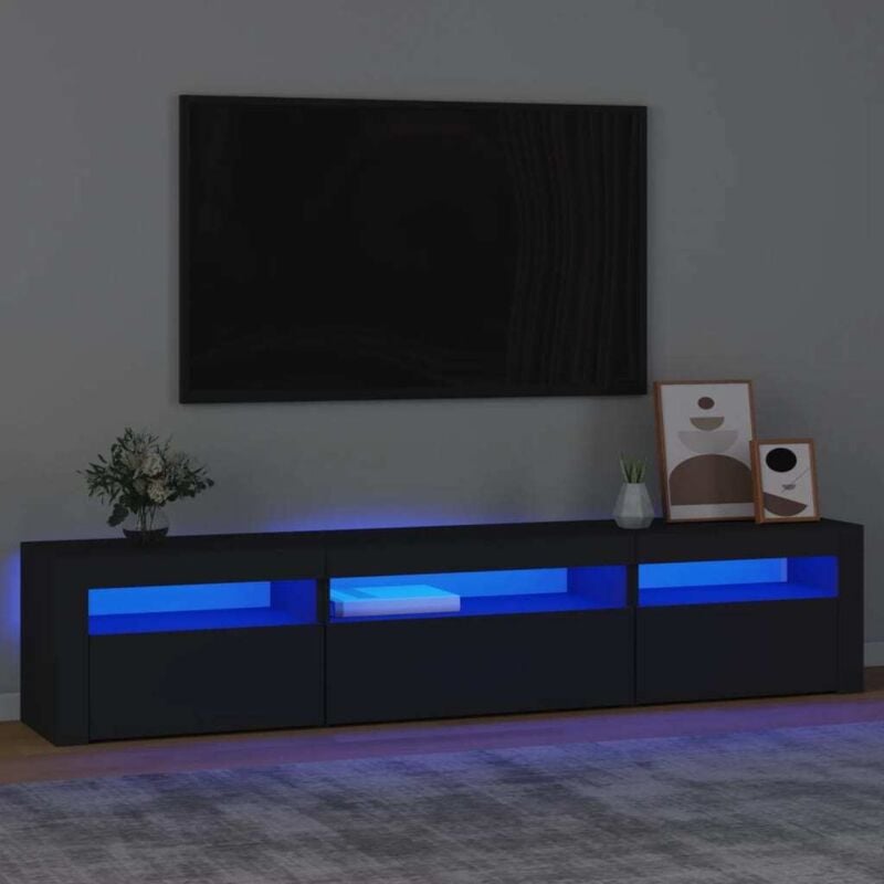 foto del prodotto vidaxl mobile porta tv con luci led nero 195x35x40 cm