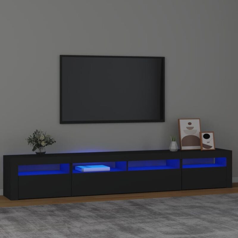 foto del prodotto vidaxl mobile porta tv con luci led nero 240x35x40 cm
