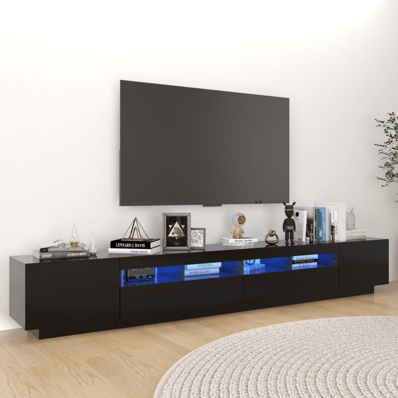 foto del prodotto vidaxl mobile porta tv con luci led nero 260x35x40 cm