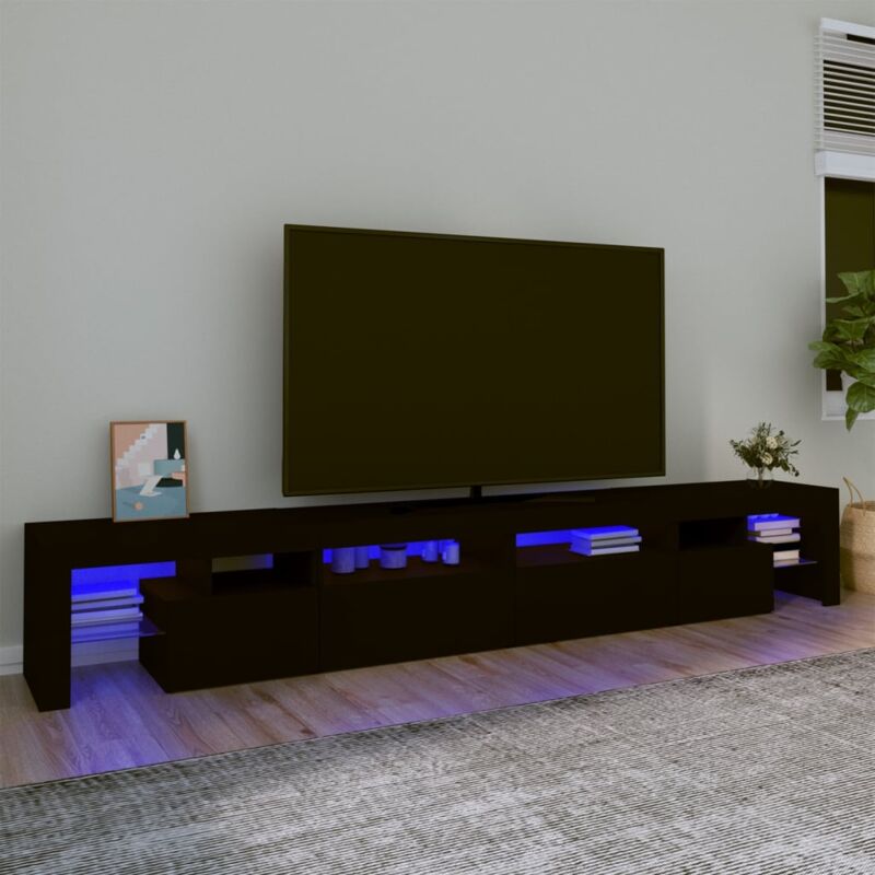 foto del prodotto vidaxl mobile porta tv con luci led nero 260x36,5x40 cm