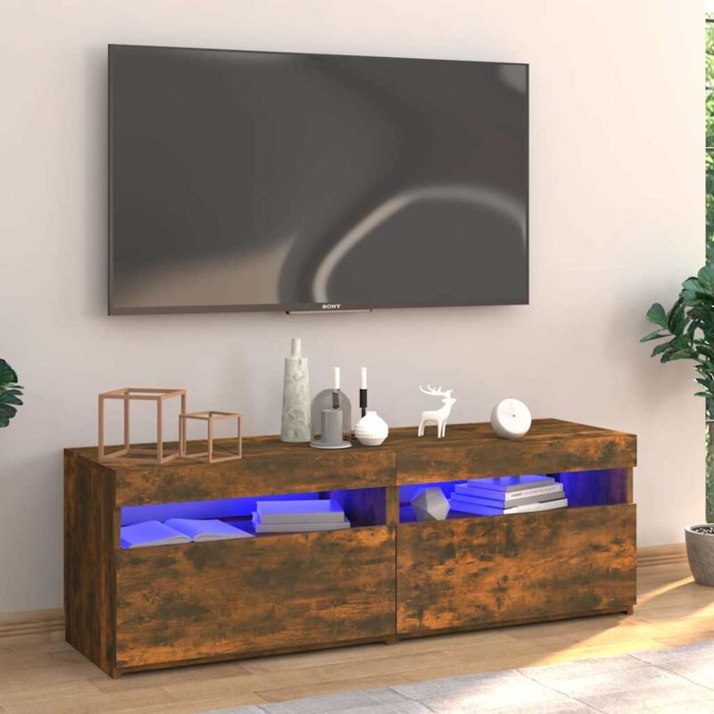 foto del prodotto vidaxl mobile porta tv con luci led rovere fumo 120x35x40 cm