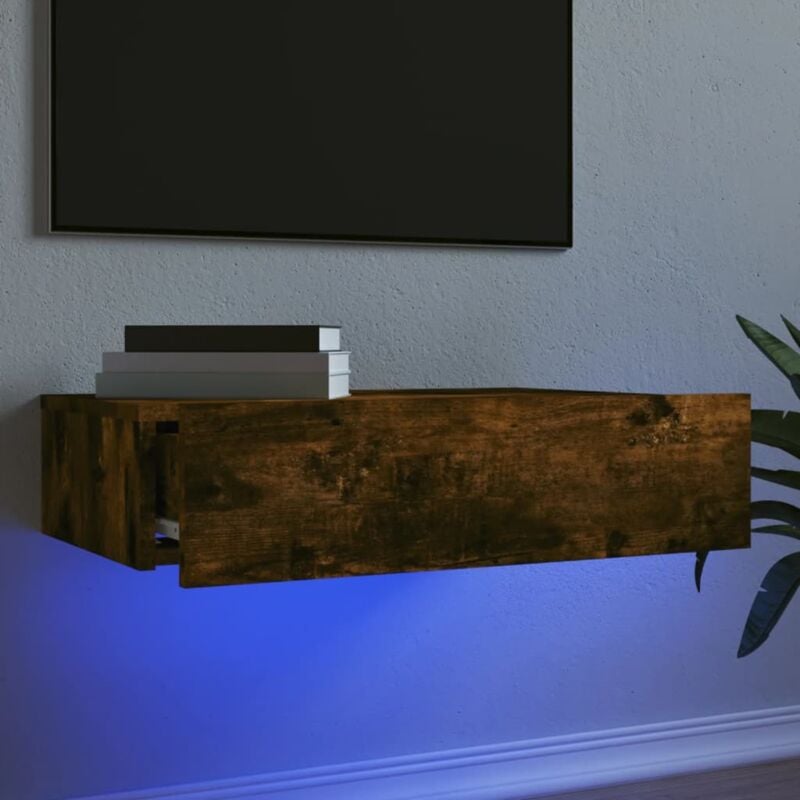 foto del prodotto vidaxl mobile porta tv con luci led rovere fumo 60x35x15,5 cm