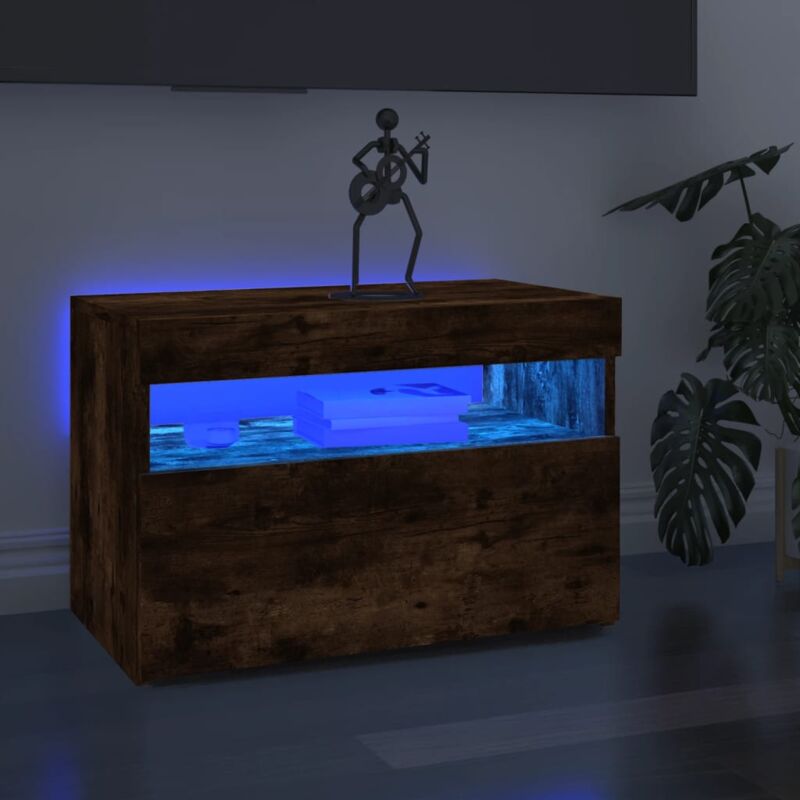foto del prodotto vidaxl mobile porta tv con luci led rovere fumo 60x35x40 cm