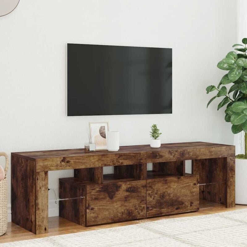 foto del prodotto vidaxl - mobile porta tv con luci led rovere fumo 60x38,5x48 cm