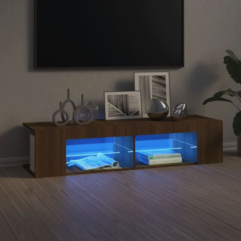 foto del prodotto vidaxl mobile porta tv con luci led rovere marrone 135x39x30 cm